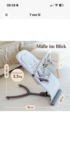Babywippe grau mit spielbogen - grau,